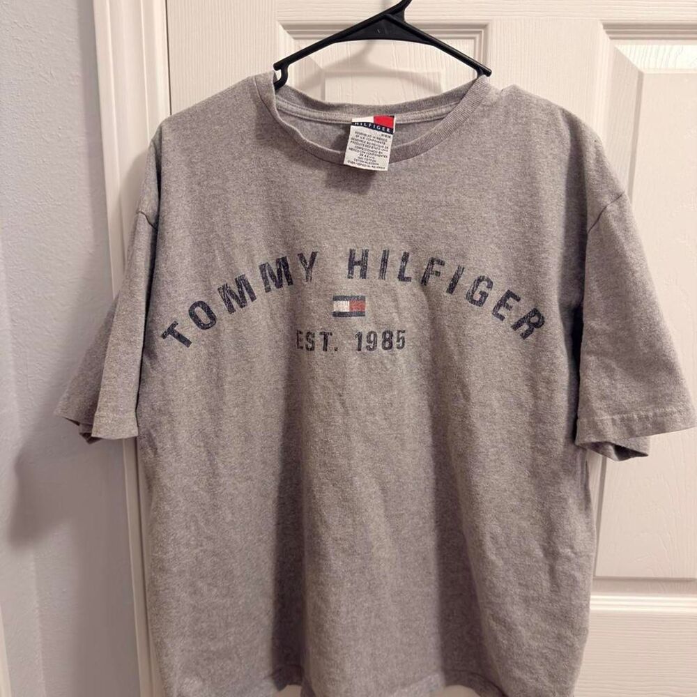 (1998–1999) Tommy Hilfiger Spellout Tee - Heather Gray - M